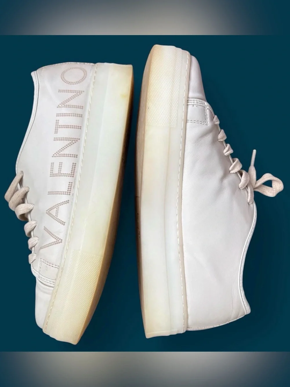 Valentino Cream Leather Platform Sneaker